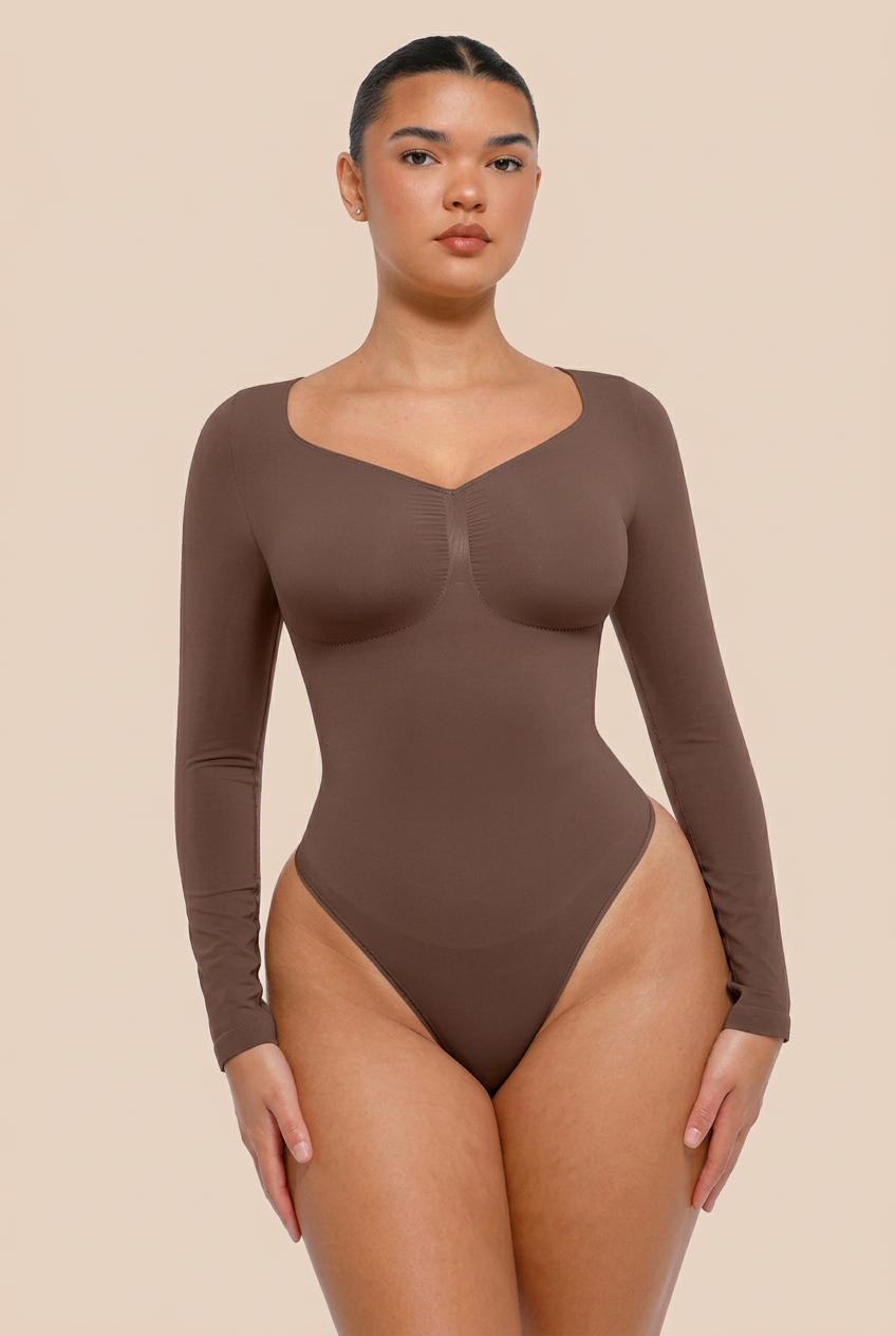 NUDE.WEAR | Long Sleeve Bodysuit - Dark Brown