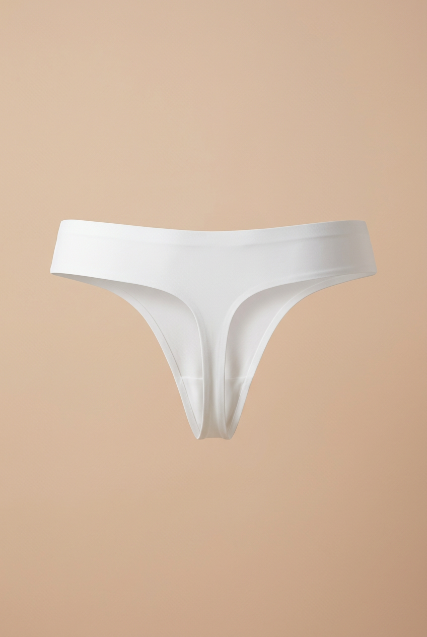 NUDE.WEAR | Ice Silk Seamless Low Waist Thong - White - manequim invisível