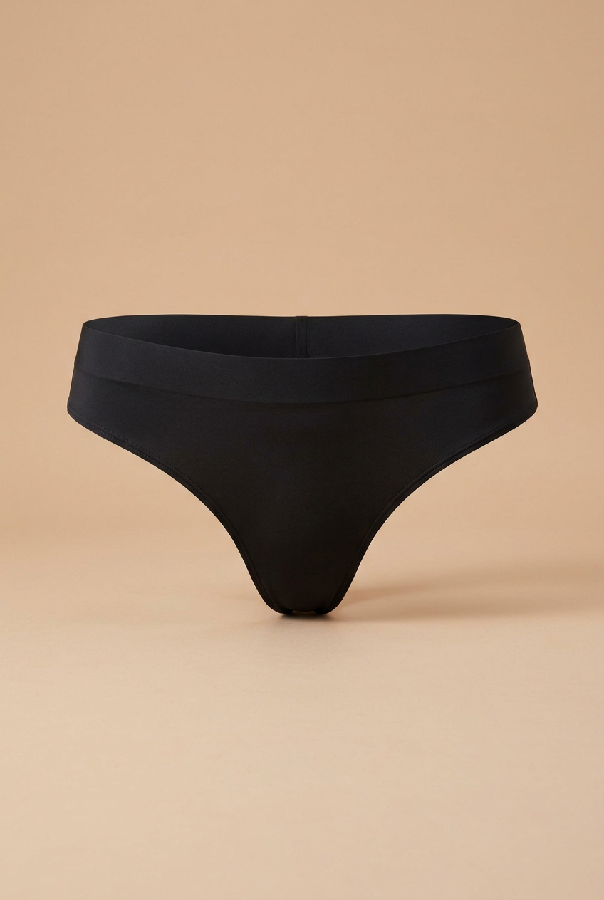 NUDE.WEAR | Ice Silk Seamless Low Waist Thong - Black - manequim invisível